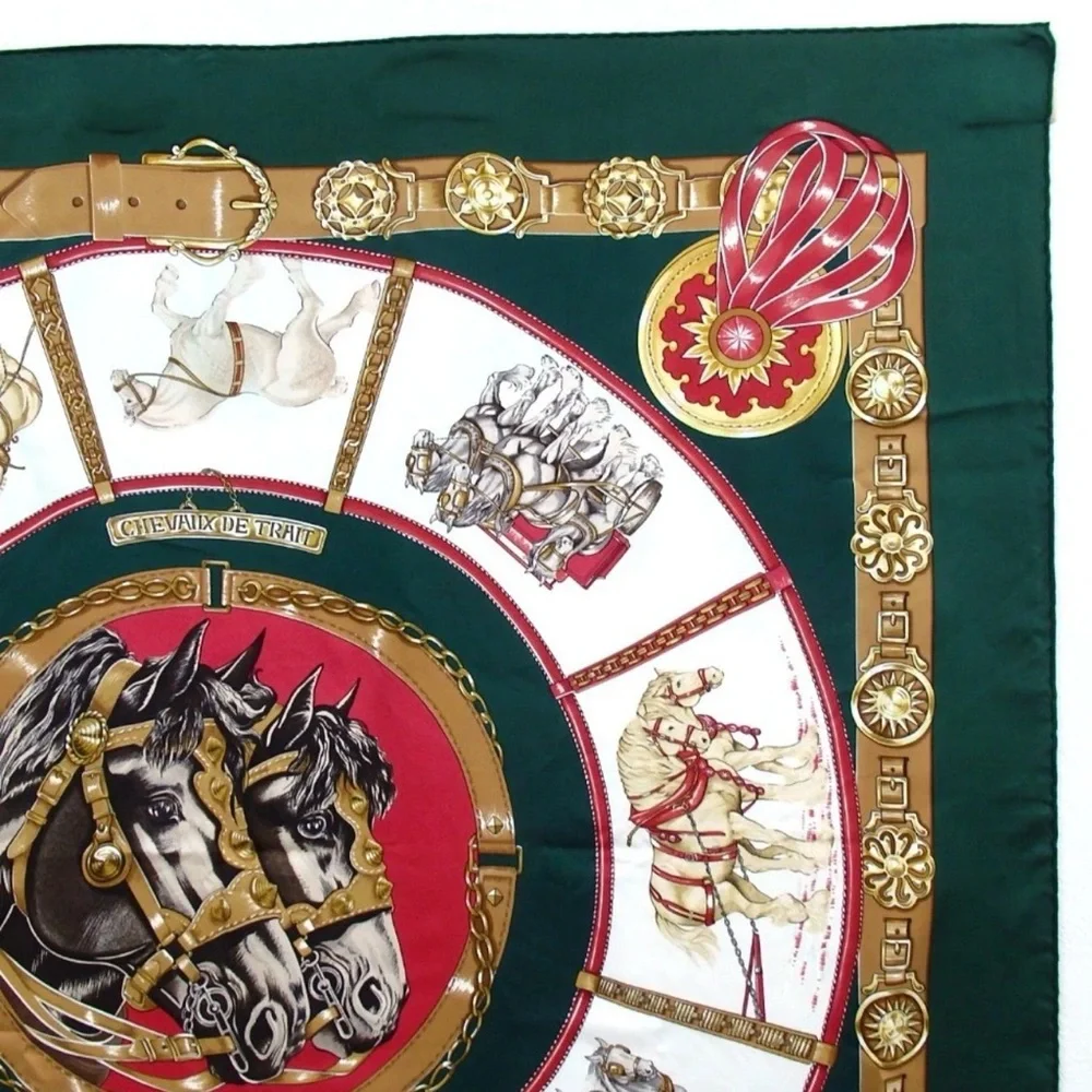 HERMES Carre90 CHEVAUX DE TRAIT Silk Scarf 😍🐴🐎🔥 - Picture 9 of 16